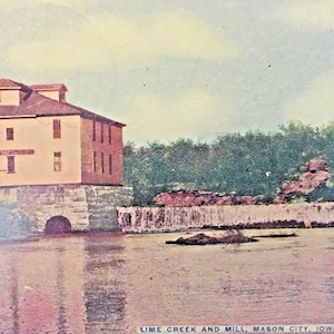 Postkarte Hand coloriert Lime Creek and Mill, Mason City, Iowa Y9