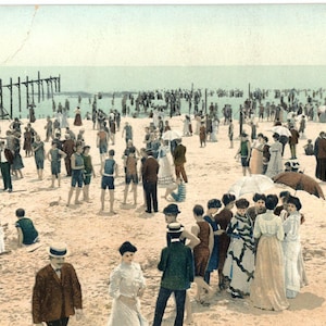 Carte postale Vue antique des baigneurs de plage, plage de Rockaway, Long Island, New York.  Z3