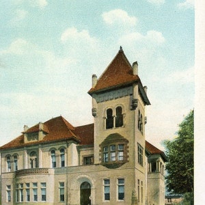 Postkarte mit Blick auf die Gedenkstätte & Bibliothek in Westerly, RI. L6