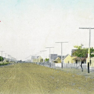 Postcard Early Hand Tinted View of Cypress Street in Roscoe, TX. L4