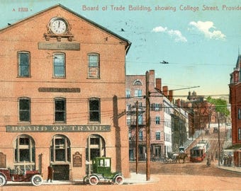 Postcard 1912 View of Board of Trade Building, College Street, Providence, RI.