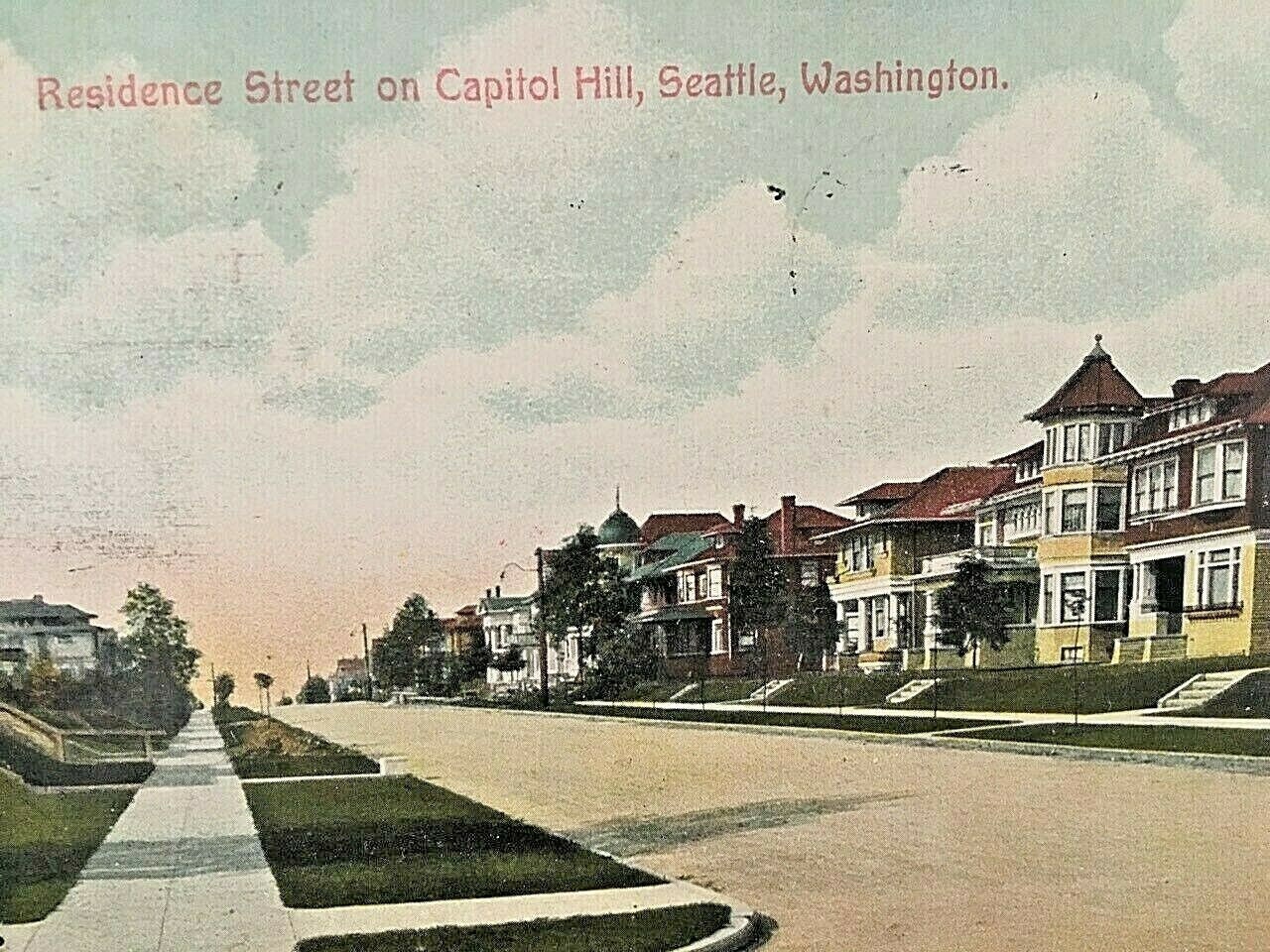 Postcard 1909 View of Residence Street on Capitol Hill, Seattle, WA. U6