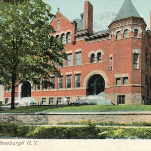 Cartão postal Vista inicial da Academy School em Newburgh, NY. Z3