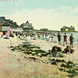 Postkarte Früher Blick auf den Strand von Quonochontang, RI. L4