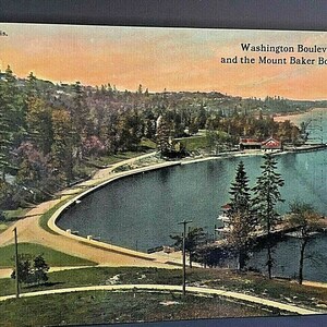 Cartão Postal Vista 1914 da avenida de Washington. & Monte Baker Boat Club, WA. U1