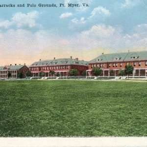 Postkarte Ansicht der Männer Kaserne & Polo Feld, Ft. Myers VA. L7