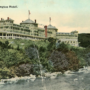 Cartão postal: Vista inicial do Hotel Mt. Washington, Breton Woods, NH. Y1