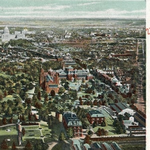 Cartolina antica con vista aerea di Washington DC a est del Monumento a Washington. K