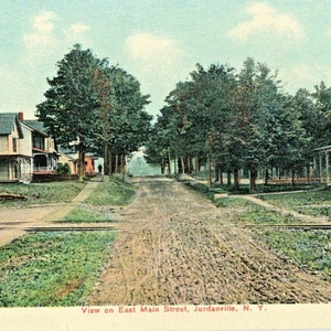 Vintage Postkarte mit Blick auf die East Main Street, Jordanville, NY. L3
