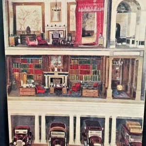 Cartolina Raphael Tuck - Interno della casa della bambola della regina. X2