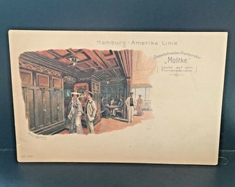 Postcard Early Cruise Ship Hamburg-America Linie Interior, Germany Z8