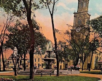 Cartão postal do início de 1900, vista do Courthouse Park em Milwaukee, WI X5