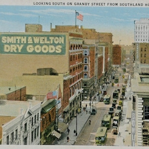 Cartão postal Vista inicial da Granby Street do Southland Hotel, Norfolk, VA. L3