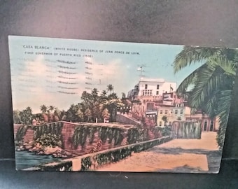 Carte postale &quot;CASA BLANCA&quot; Résidence de Juan Ponce De Leon, Premier gouvernement de Porto Rico.