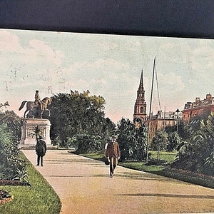 Cartão postal 1906 Vista colorida à mão do Monumento a Washington, Boston, MA X7