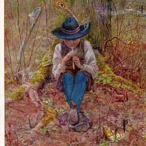 Postkarte Frühe Kunst, "The Piper of Dreams" von E. Canziani. L8