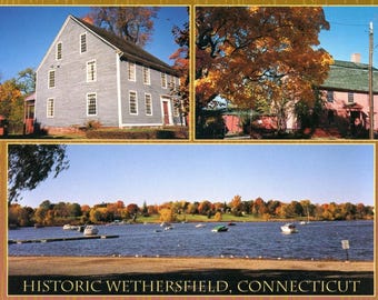 Postcard 4 x 6 Multi-Views of Historic Wethersfield, CT.