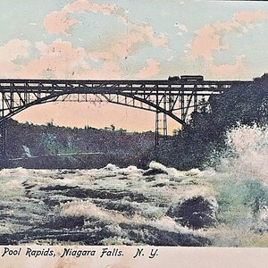 Cartão postal colorido à mão de 1908, vista de Whirlpool Rapids, Niagara Falls, NY W5