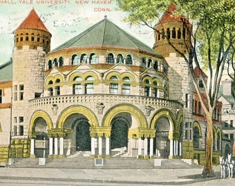 イェール大学オズボーンホール（コネチカット州ニューヘイブン）の初期の風景を描いたポストカード。L3