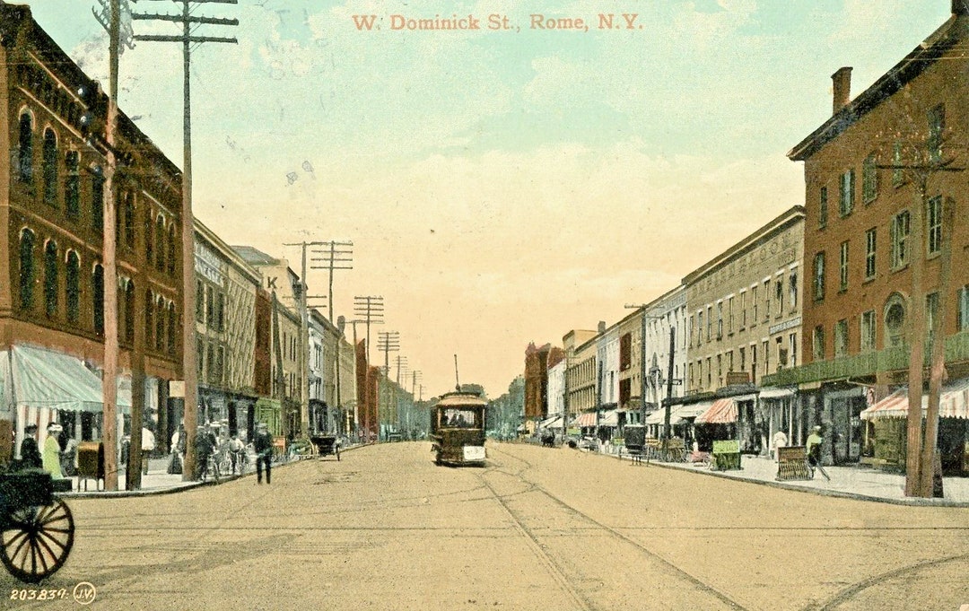 Postcard Early View of Trolley on W. Dominick Street, Rome, NY. L2 - Etsy