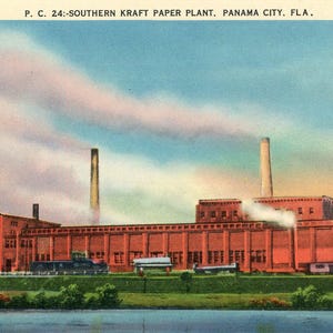 Carte postale Vue précoce de l'usine de papier kraft du sud, Panama, Floride.  Z4
