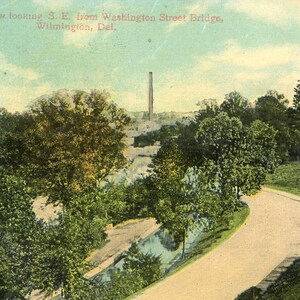 Carte postale Vue à vol d'oiseau, vers le sud-est du pont de la rue Washington, Wilmington, DE