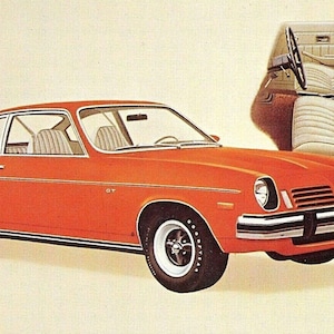 Postcard View of a 1974 Vega GT Hatchback by Chevrolet. S6