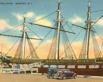 Vintage Unposted Postcard: Constellation Sailboat Newport RI  B9