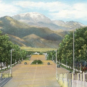 Postkarte Frühe Ansicht des Pikes Peak in Colorado Springs, CO. L8