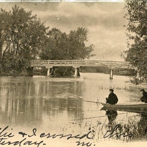 Postkarte Antike Ansicht der alten Nordbrücke, Concord, MA. L9