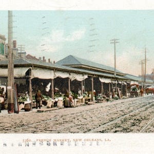 Cartão postal 1903 Vista do Mercado Marmer em Nova Orleans, LA. K2