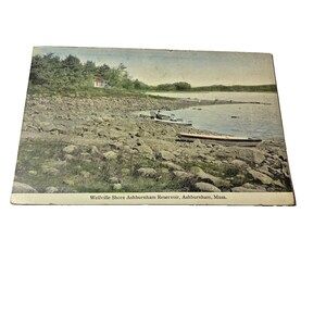 Postkarte Frühe Ansicht von Wellville Shore am Stausee, Ashburnham, MA. L6