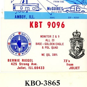 Lotto di cartoline di 3 cartoline QSL dell'Illinois, Amboy, Joliet e Bushnell. L1