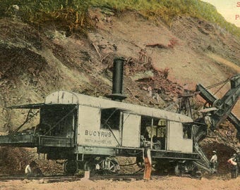 Postal Earl. Vista de una excavadora de vapor trabajando en el canal de Pamama. B6