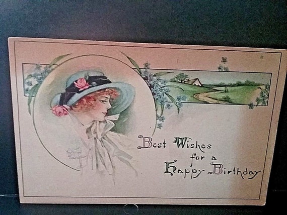 Postcard Early 1900s Birthday Greeting - Artist Signed