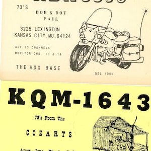 Postkarten-Lot von 2 QSL Funkkarten, Kansas City, MO. & Harriman, TN. L1