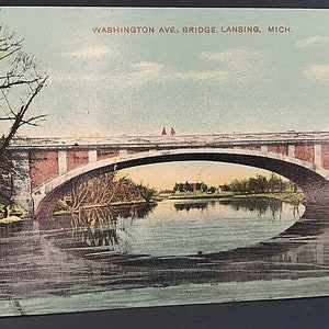 Carte postale Washington Avenue & Bridge à Lansing, Michigan T1