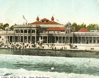 Carte postale Early View of Bath House, Long Beach, Californie.      Z1