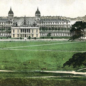 Cartão postal: Vista inicial da Academia Naval em Greenwich, Grã-Bretanha e Irlanda. P5