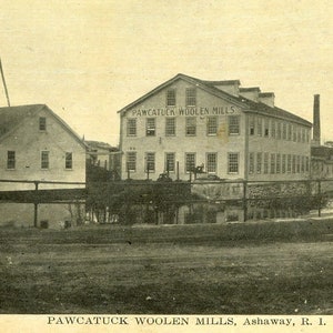 Cartão Postal Vista antecipada de moinhos de lã de Pawcatuck, Ashaway, RI. L7