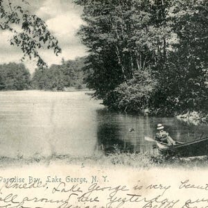 Carte postale Vue antique de Paradise Bay, lac George, New York. K2