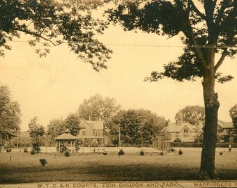 Postcard RPPC  W.T.C.B Court Zio ,Church & Park, Wapinger Falls NY