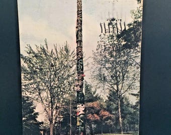 Postcard 1911 View of Totem Pole, Camp Oleason, Burden Lake, NY Y6