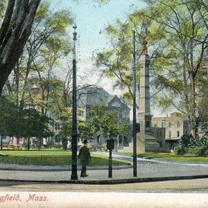 Postkarte Frühe Ansicht des Platzes in Springfield, MA. L1