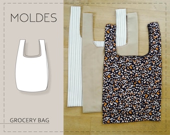 Grocery Bag PDF Sewing Pattern (3 Sizes), Supermarket Checkout Bag, Beginer Friendly, Sustainable - MOLDES