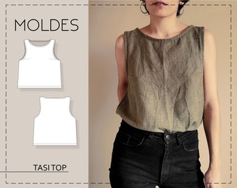 Tasi Top Sewing Pattern, PDF Digital Sewing Pattern, Summer Top (13 sizes) - MOLDES