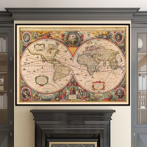 Old World Map - 1630 - Antique Fine Art Reproduction Print by Henricus Hondius - Wall Map Art Print