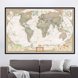 World Map Print: National Geographic Political Style (Personalized Options)
