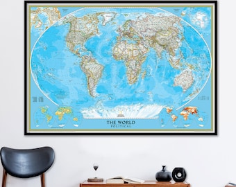 World Wall Map Print: National Geographic Style - Personalized
