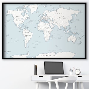Wereldreiskaart - Kaartactiviteit voor avonturiers - Markeer de plaatsen waar je hebt gereisd - Muursticker - Posterprint - Gepersonaliseerde wereldkaart